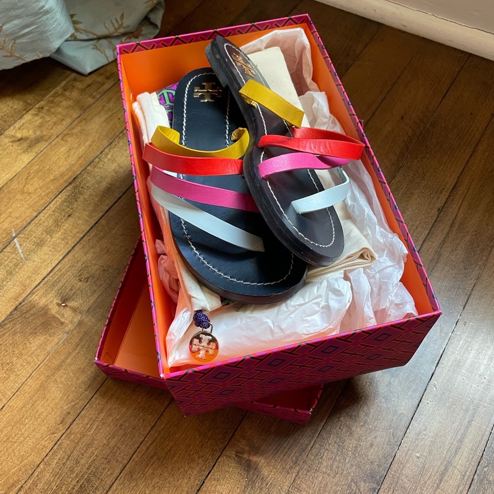 Tory Burch Paris Flat Sandal in a size 6